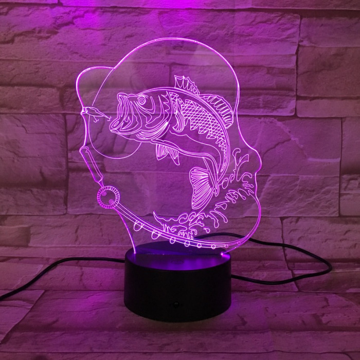 Horgász 7 színű 3D led lámpa