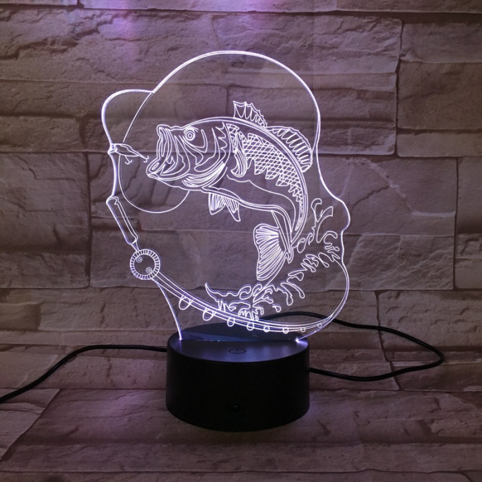 Horgász 7 színű 3D led lámpa