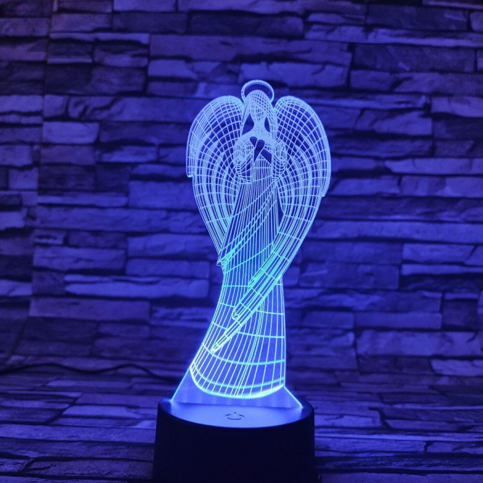 Angyal 7 színű 3D led lámpa