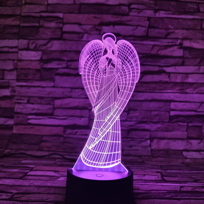 Angyal 7 színű 3D led lámpa