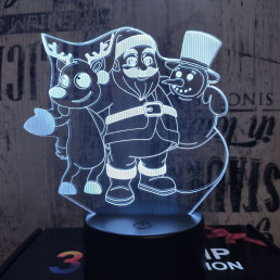 Télapó a Hóember és a Szarvas 7 színű 3D led lámpa