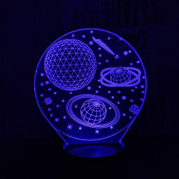 Bolygók 3D 7 színű led lámpa