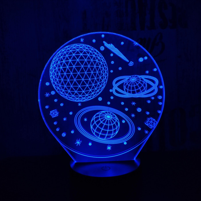 Bolygók 3D 7 színű led lámpa