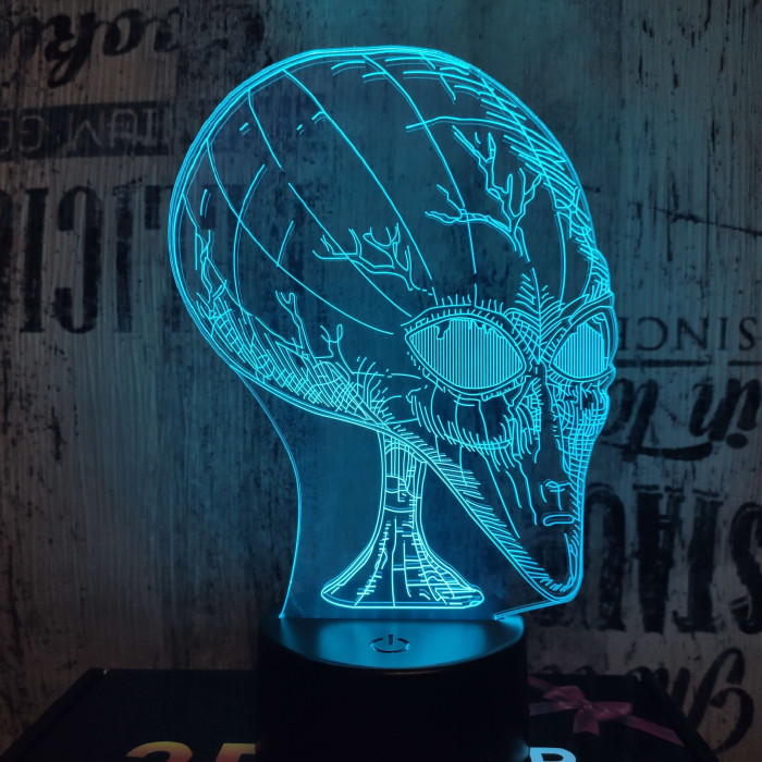 Ufó fej 7 színű 3D led lámpa