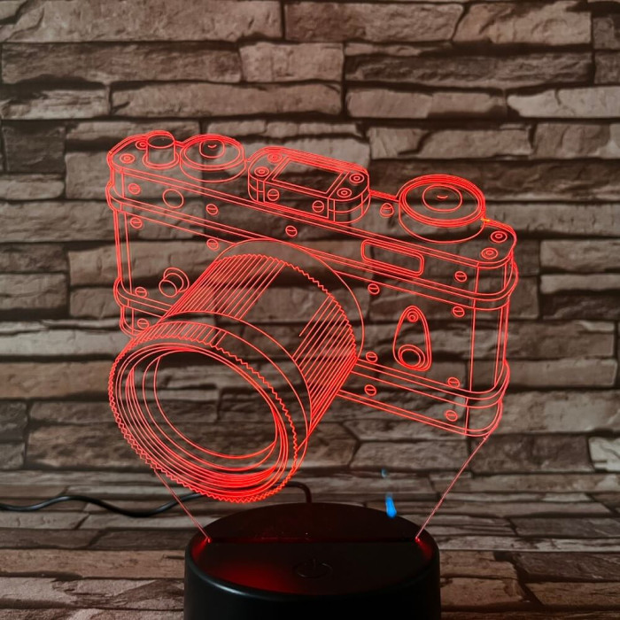 Fényképezőgép Retro 7 színű 3D led lámpa