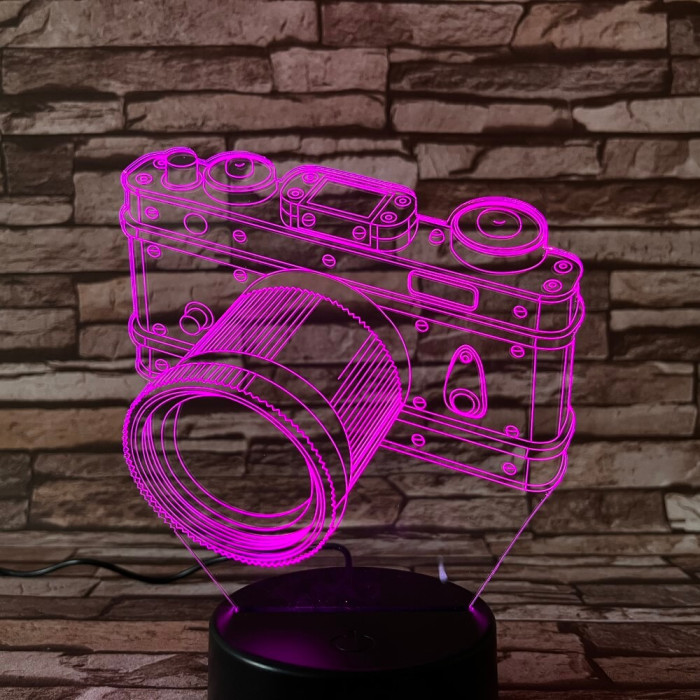Fényképezőgép Retro 7 színű 3D led lámpa