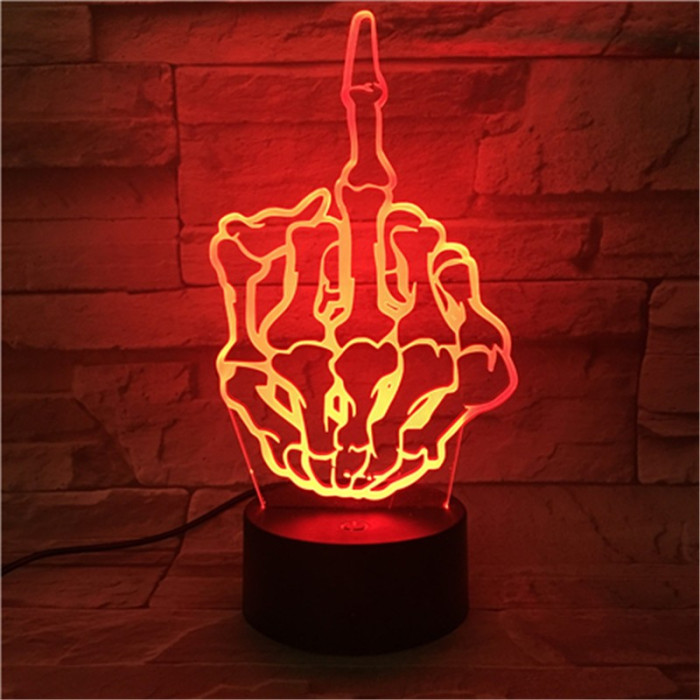 Középső Ujj 7 színű  3D led lámpa