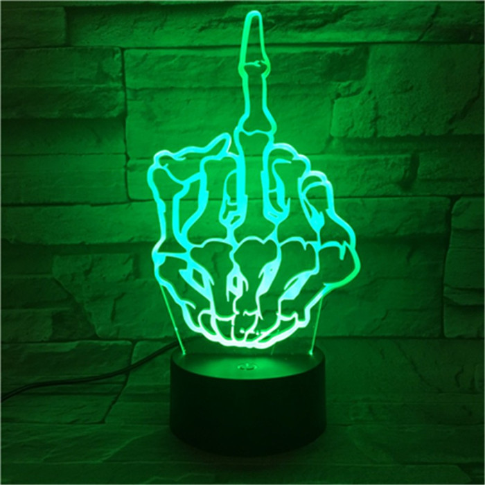 Középső Ujj 7 színű  3D led lámpa