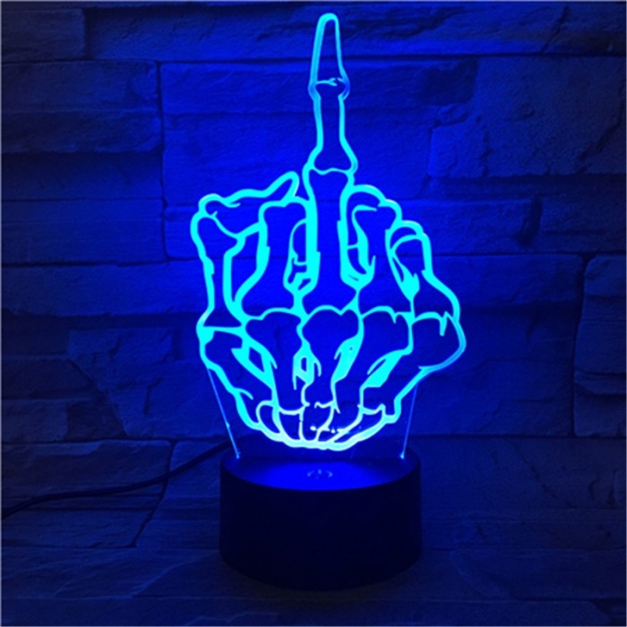 Középső Ujj 7 színű  3D led lámpa