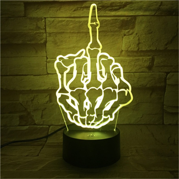 Középső Ujj 7 színű  3D led lámpa