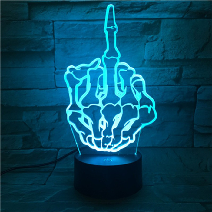 Középső Ujj 7 színű  3D led lámpa