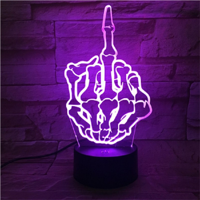 Középső Ujj 7 színű  3D led lámpa