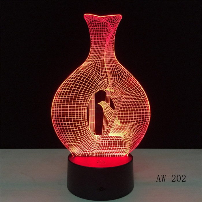 Madár Vázában 3D led lámpa