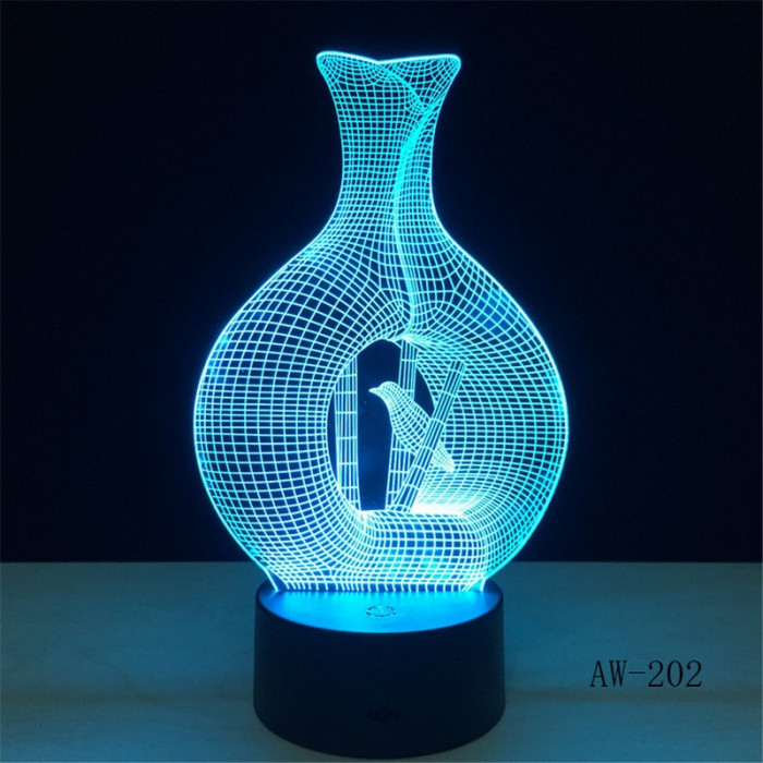 Madár Vázában 3D led lámpa