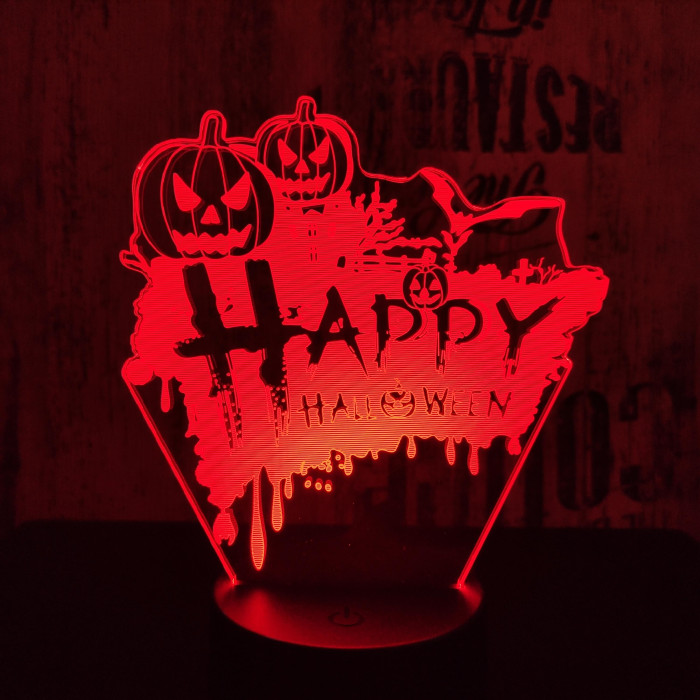 Happy Halloween 7 színű 3D led lámpa