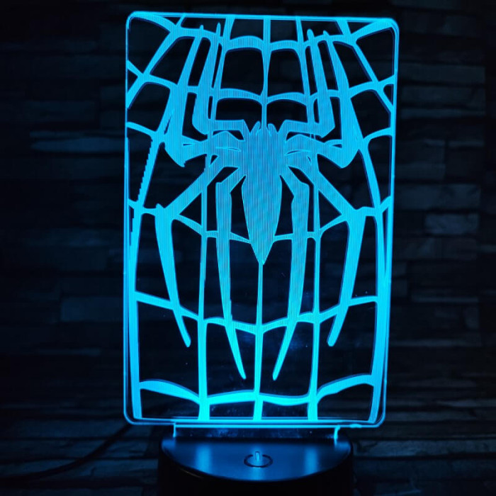 Pók hálójában 7 színű  3D led lámpa