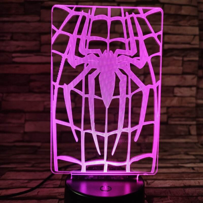Pók hálójában 7 színű  3D led lámpa