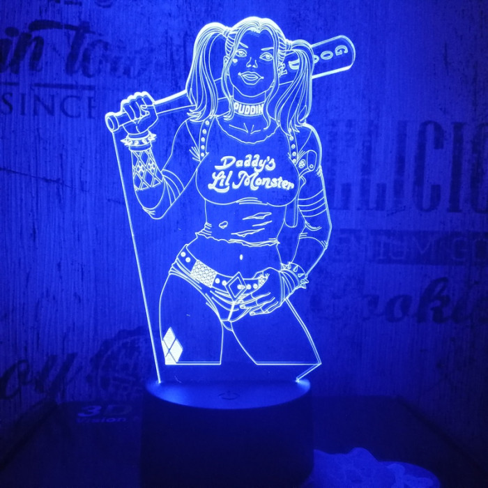 Harley Quinn  7 színű 3D led lámpa
