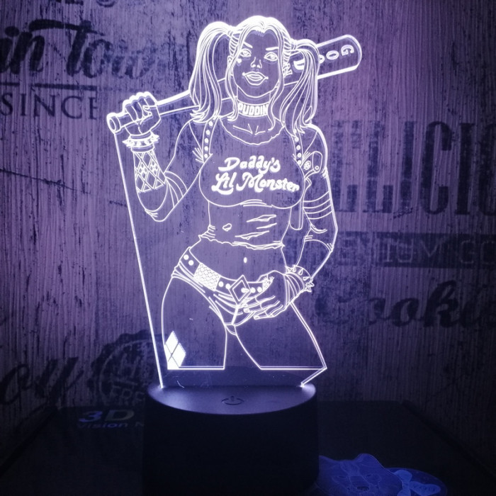 Harley Quinn  7 színű 3D led lámpa