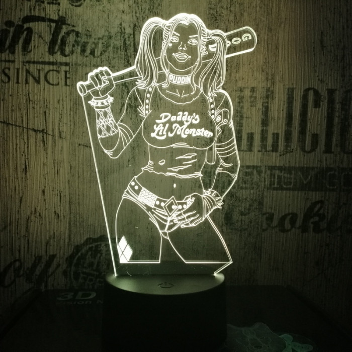 Harley Quinn  7 színű 3D led lámpa