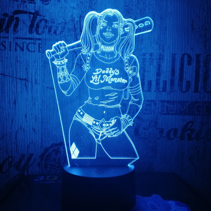 Harley Quinn  7 színű 3D led lámpa