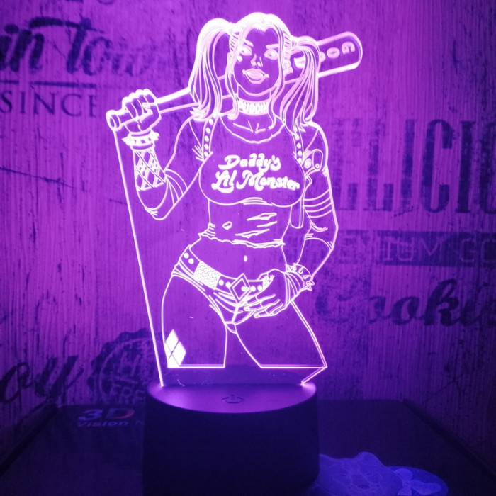 Harley Quinn  7 színű 3D led lámpa