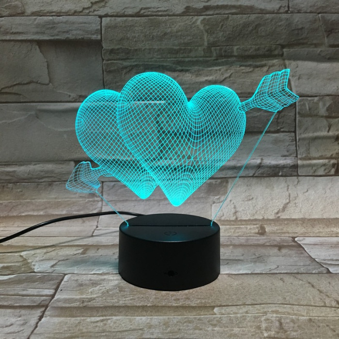 Szív nyíl 7 színű 3D led lámpa