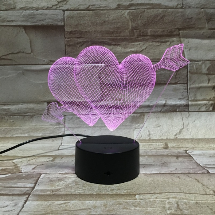 Szív nyíl 7 színű 3D led lámpa