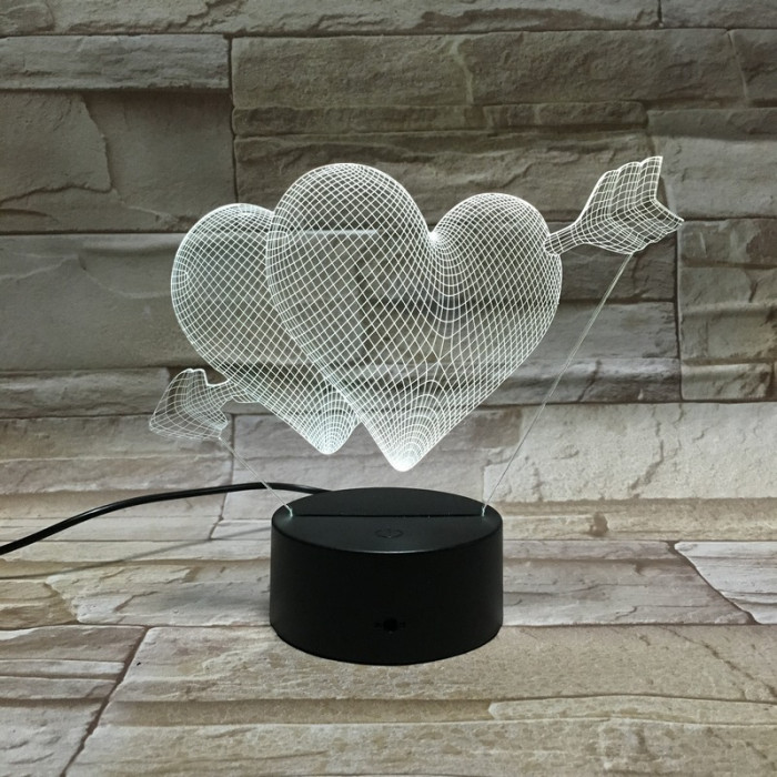 Szív nyíl 7 színű 3D led lámpa