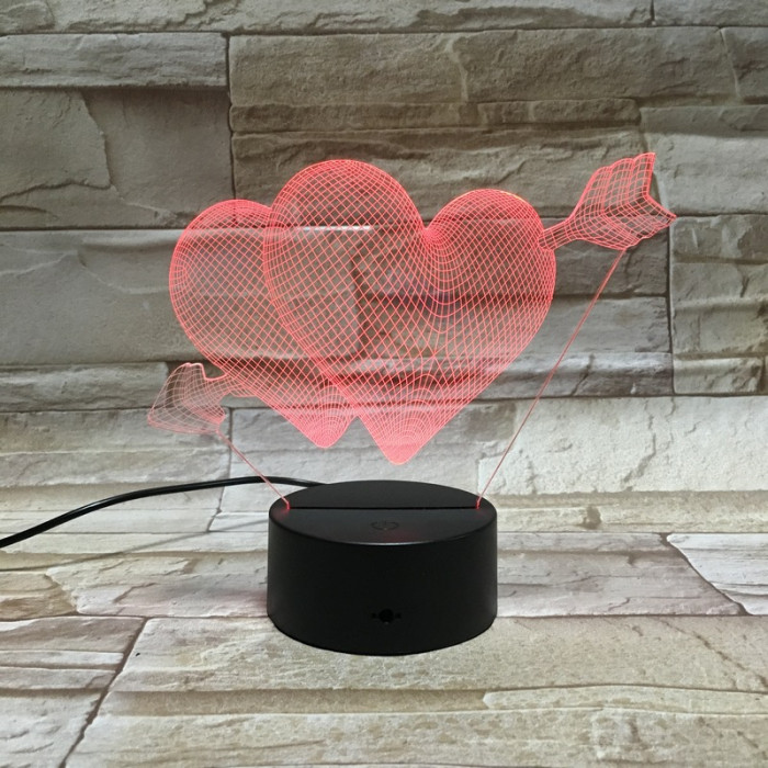 Szív nyíl 7 színű 3D led lámpa