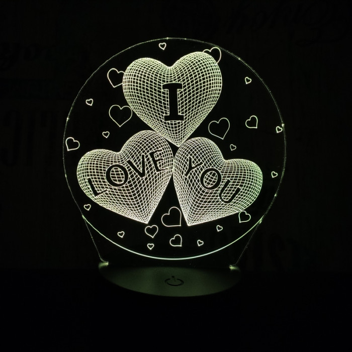 Kör szív 7 színű  3D led lámpa