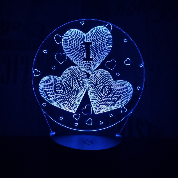 Kör szív 7 színű  3D led lámpa