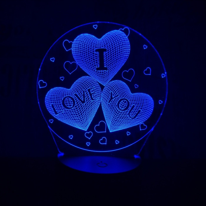 Kör szív 7 színű  3D led lámpa