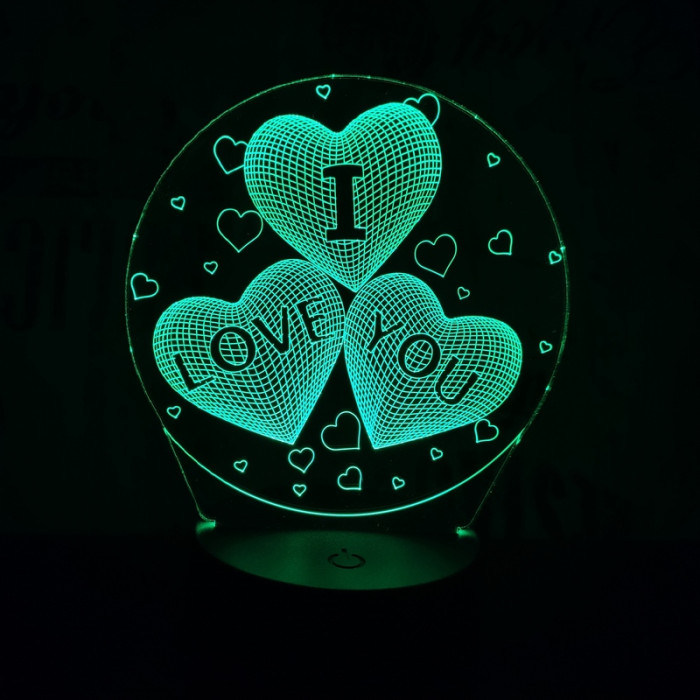 Kör szív 7 színű  3D led lámpa