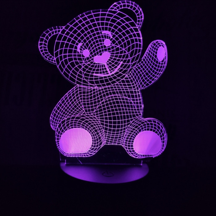 Integetős maci 7 színű 3D led lámpa