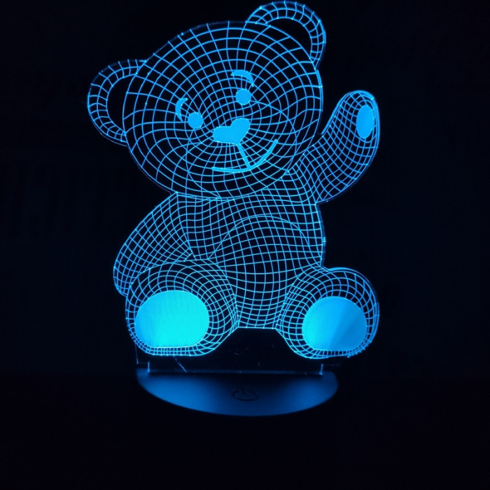 Integetős maci 7 színű 3D led lámpa