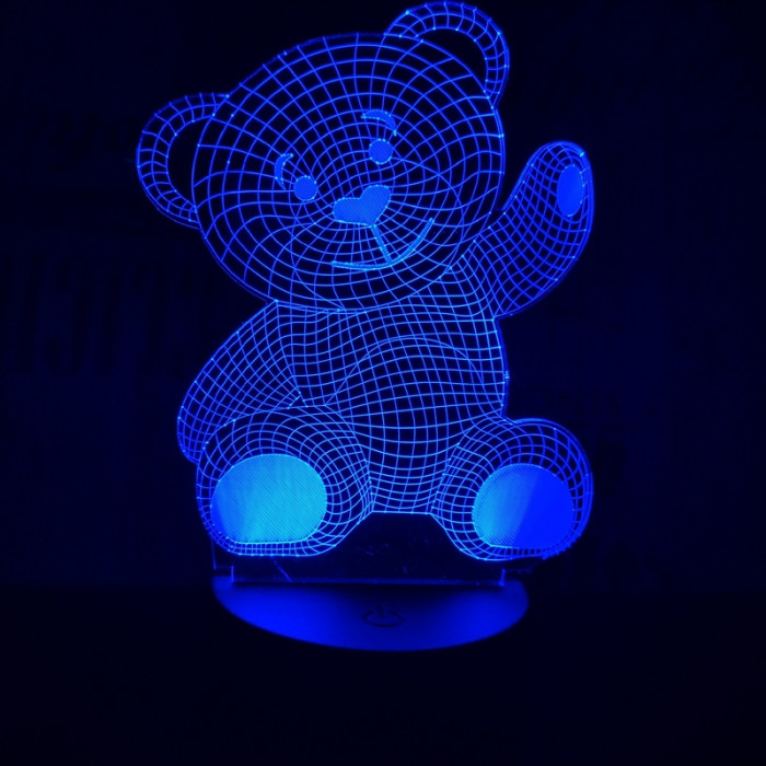 Integetős maci 7 színű 3D led lámpa