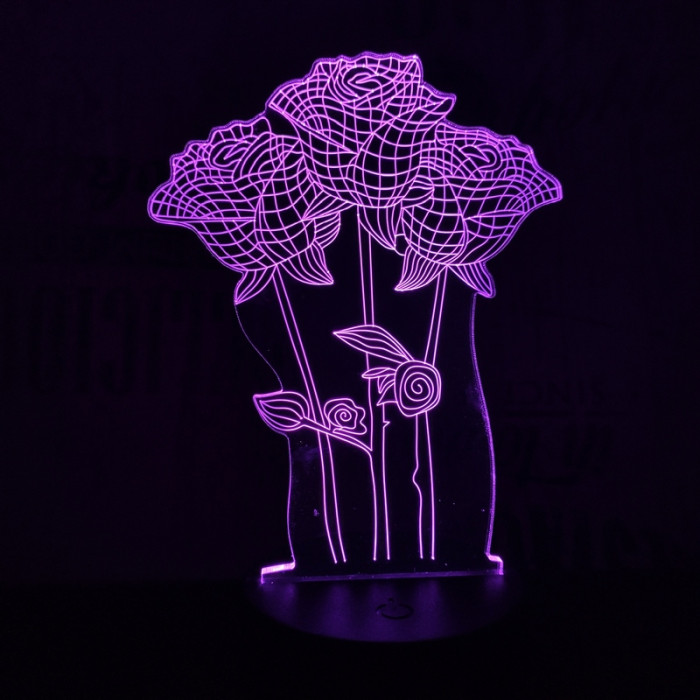 Rózsa csokor  7 színű 3D led lámpa