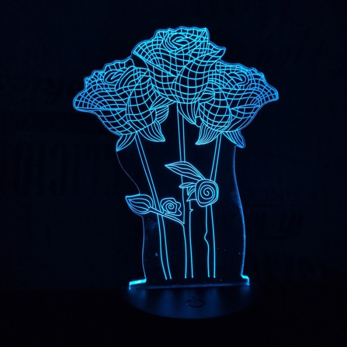 Rózsa csokor  7 színű 3D led lámpa