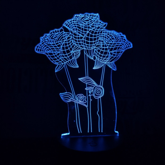 Rózsa csokor  7 színű 3D led lámpa