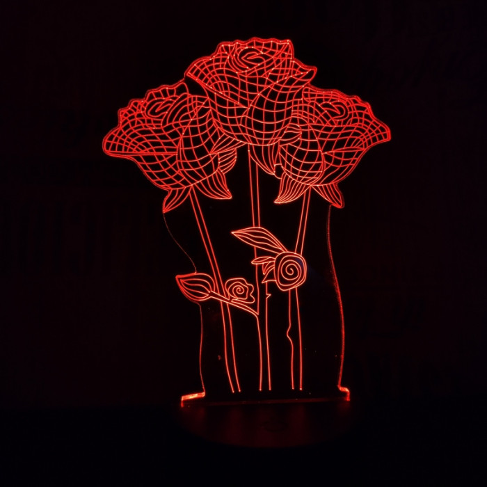 Rózsa csokor  7 színű 3D led lámpa