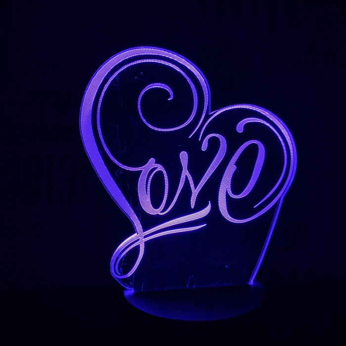 Love 3D 7 színű led lámpa