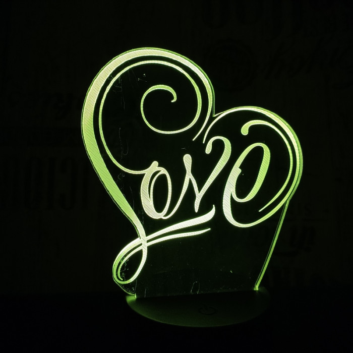 Love 3D 7 színű led lámpa