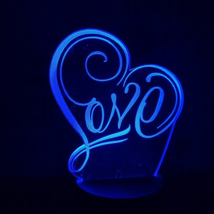 Love 3D 7 színű led lámpa