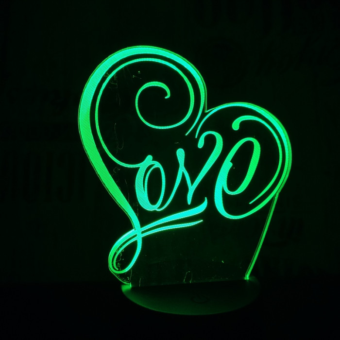 Love 3D 7 színű led lámpa