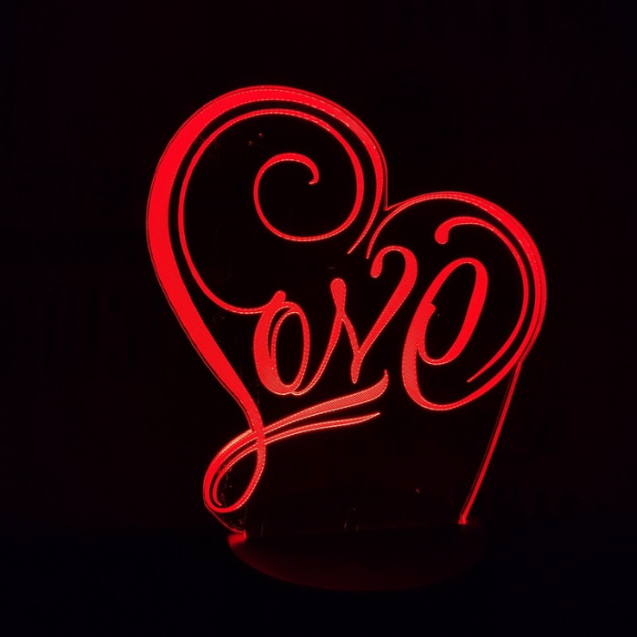 Love 3D 7 színű led lámpa