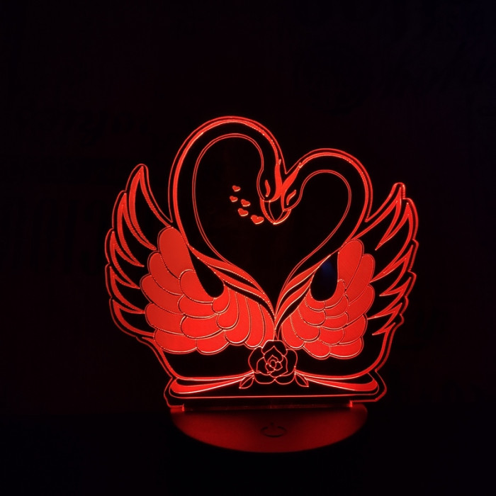 Hattyú szív 7 színű 3D led lámpa