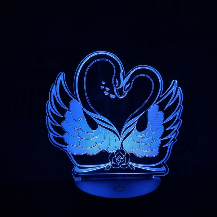 Hattyú szív 7 színű 3D led lámpa