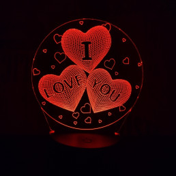 Kör szív 7 színű  3D led lámpa