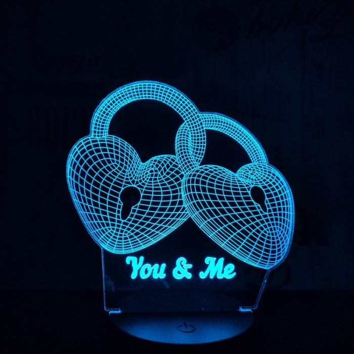 Szív Lakat 7 színű 3D led lámpa